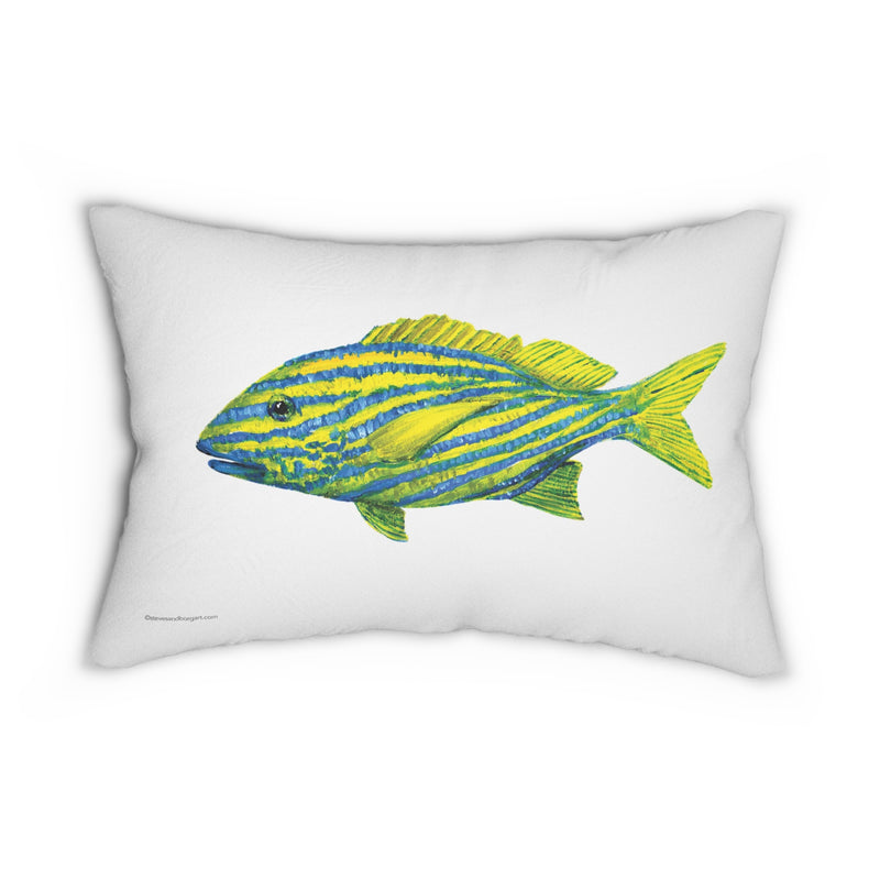 Spun Polyester Pillow with Ornate Butterflyfish and French Grunt