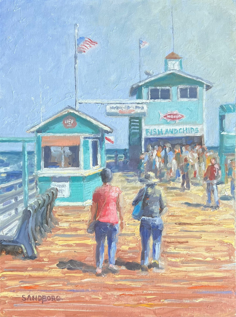 "Daytime on Avalon's Green Pier" Oil on Canvas 12x16
