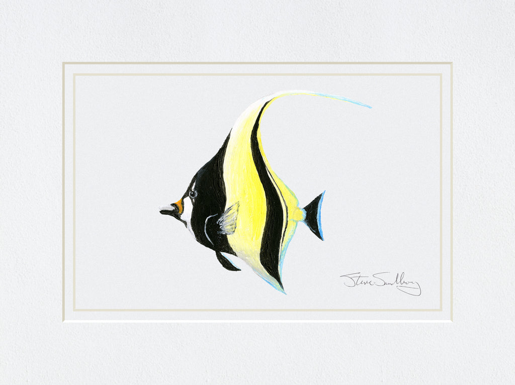 Image of the Moorish Idol fish based on original art by Steve Sandborg Art
