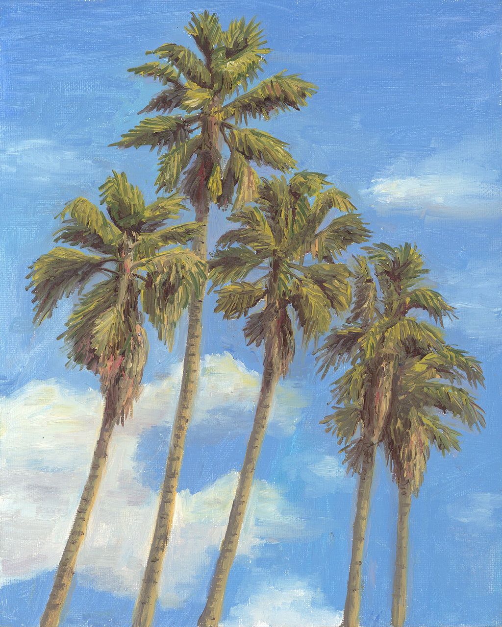 Image of an original oil painting of palm trees in Doheny Beach, in Dana  Point California by Steve Sandborg Art.