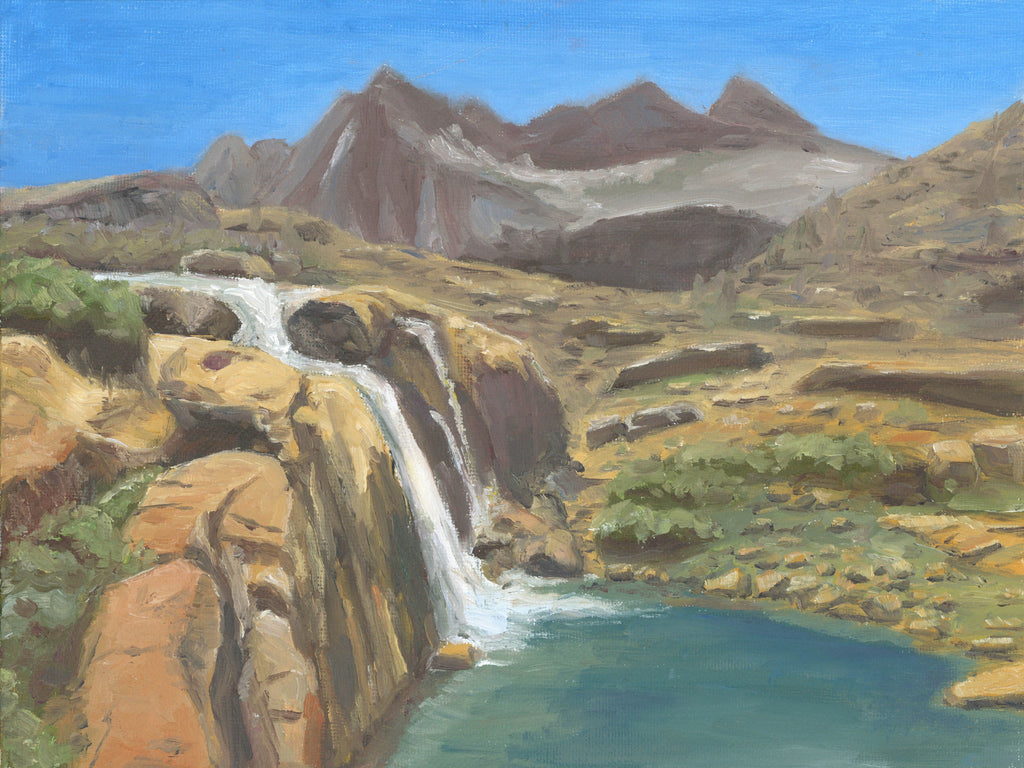 Image of an original oil painting of the Easter Sierra Nevada Mountains by Steve Sandborg Art. 