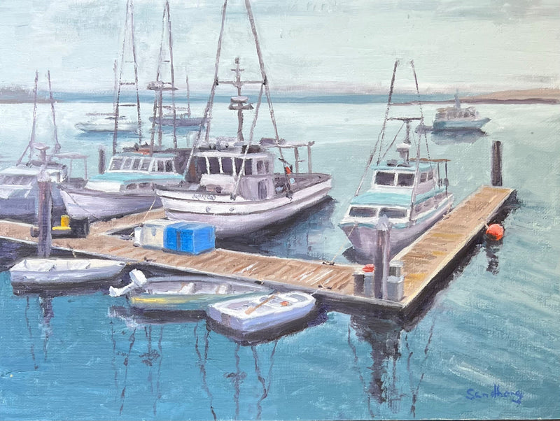 "Morro Bay Fishing Boats" Oil on Canvas 9x12