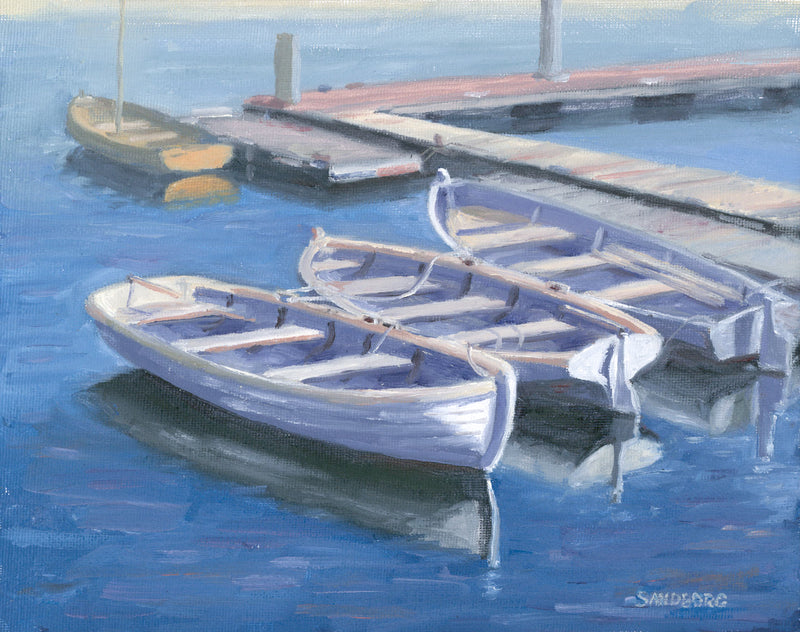 "Longboats in the Morning Glow" Oil on Canvas 8x10