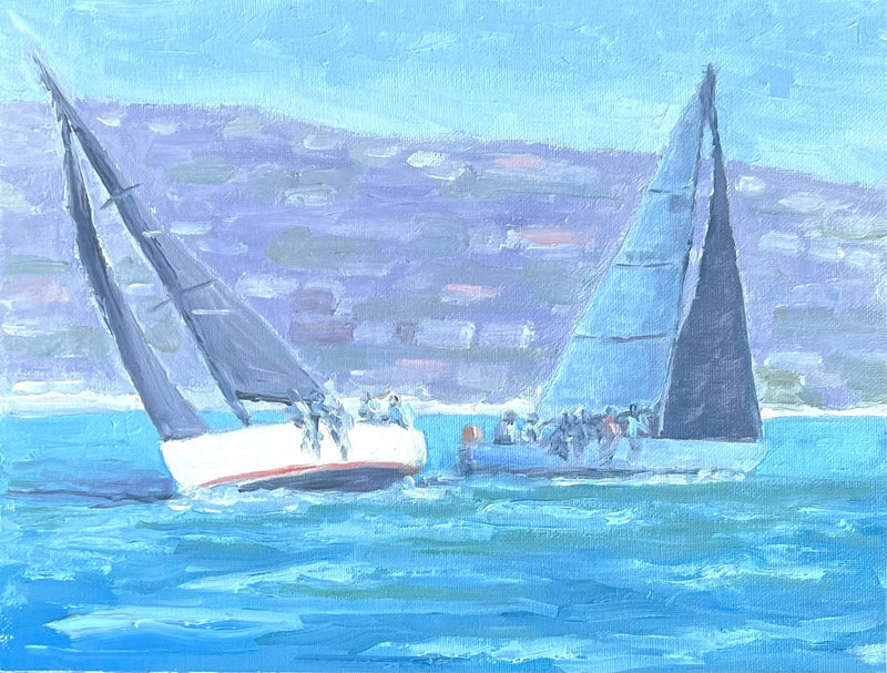 "Saturday's Race" Oil on Canvas 9x12