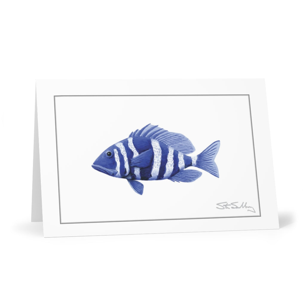 Note Cards featuring the Indigo Hamlet fish based on original art by Steve Sandborg Art - front of card