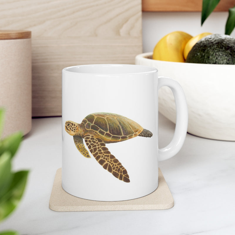 Ceramic Mug 11oz - Green Turtle and Butterflyfish
