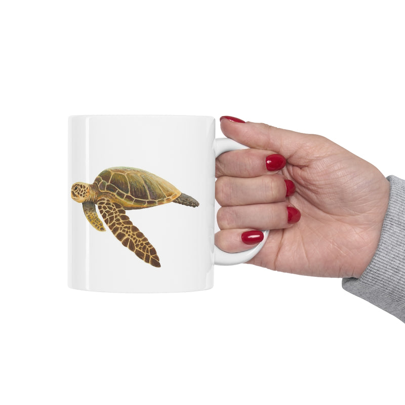 Ceramic Mug 11oz - Green Turtle and Butterflyfish